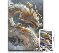 Puzzle de 1000 pièces Dragon Blanc sur Les Nuages pour Adolescents:Jeu éducatif et Stimulant pour la Concentration, idée Cadeau Originale et touchante Dimensions:38x52 cm