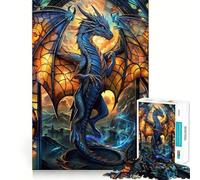 Puzzle de 1000 pièces Dragon Bleu Azur Découpe Parfaite Activité ludique et Intelligente pour Un Moment de détente et de créativité Lors d'un Anniversaire (38x26cm)