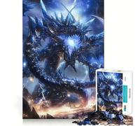 Puzzle de 1000 pièces Dragon Bleu Cristal Anime pour Adolescents Stimulation mentale Activité de découpage de Haute précision et de détente (38x52cm)
