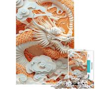 Puzzle de 1000 pièces Dragon Chinois en Papier Jeu pour stimuler Le Cerveau activité familiale et Pratique à partir de 14 Ans Dimensions : 50x75cm