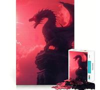 Puzzle de 1000 pièces Dragon de la Lune Rose pour Adolescents Puzzle Facile à Assembler et à découper pour Les vœux du Père Noël (38x26cm)