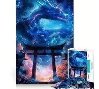 Puzzle de 1000 pièces Dragon de la Porte Torii Mythique Cadeau pour Adultes Amélioration de la mémoire Loisirs Décoration Murale aux détails précis (50x75cm)