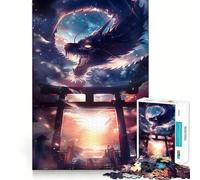 Puzzle de 1000 pièces Dragon de la Porte Torii Mythique pour Adolescents Jeu de réflexion Relaxant Cadeau de qualité supérieure (38x52cm)