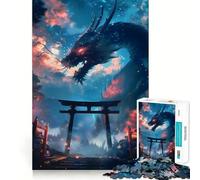 Puzzle de 1000 pièces Dragon de la Porte Torii Mythique pour Adultes et Adolescents Jeu de réflexion Paisible et Amusant Bords Nets Cadeau mémorable (38x52cm)