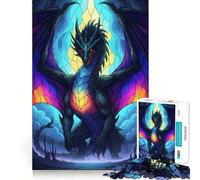 Puzzle de 1000 pièces Dragon en vitrail aux Ailes colorées pour Adultes Puzzle de mémoire à Assembler Lentement Cadeau créatif 38x26cm