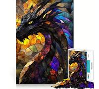 Puzzle de 1000 pièces Dragon en vitrail pour Adolescents, Jouet cognitif, Loisir Doux, Motif à Assembler, œuvre d'art 50x75cm