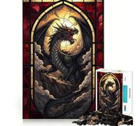 Puzzle de 1000 pièces Dragon en vitrail pour Adolescents, Jouet cognitif, Loisir Doux, Motif à Assembler, œuvre d'art 50x75cm