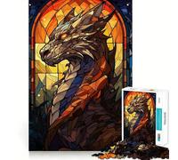 Puzzle de 1000 pièces Dragon en vitrail pour Adultes et Adolescents, Jeu de réflexion, Loisirs, Bords précis, décoration Murale 38x26cm
