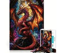 Puzzle de 1000 pièces Dragon en vitrail pour Adultes, Jeu de réflexion, Divertissement d'intérieur, Bords précis, Objet de Collection 50x75cm