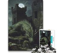 Puzzle de 1000 pièces Dragon endormi dans Les ruines d'un château - Jeu de réflexion et de logique Relaxant pour Les 14 Ans et Plus - 38x26cm