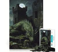 Puzzle de 1000 pièces Dragon endormi dans Les ruines d'un château pour Adultes, idéal pour se détendre et Faire des vœux au Père Noël 38x52cm