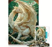 Puzzle de 1000 pièces Dragon Fantastique Blanc pour Adolescents Jeu de mémoire,Verrouillage sécurisé,Aucune pièce ne se détache,idéal pour Les Voyages, pour Les Cerveaux (50x75cm)