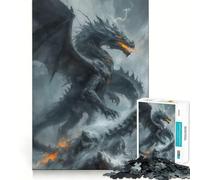 Puzzle de 1000 pièces Dragon Noir dans la tempête,Jeu d'assemblage précis,Jouet créatif et Amusant,Jeu de Paix,Cadeau de Noël apaisant (38x26cm)