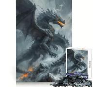 Puzzle de 1000 pièces Dragon Noir dans la tempête pour Adolescents Un Jeu de réflexion Stimulant et Relaxant, aux Bords Lisses, Un Cadeau de Noël Chic (50x75cm)