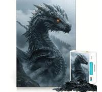 Puzzle de 1000 pièces Dragon Noir Mystique pour Adultes Jeu de Concentration et de réflexion Activité silencieuse et Amusante Bords serrés pour Les vœux du Père Noël (50x75cm)