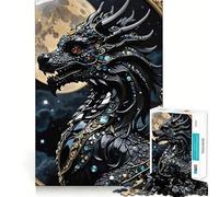 Puzzle de 1000 pièces Dragon Onyx Noir,pièces Parfaitement ajustées,Jouet créatif et Amusant,Moments de détente et de Plaisir,Cadeau de décoration d'anniversaire (38x26cm)