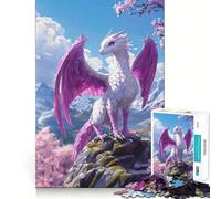 Puzzle de 1000 pièces Dragon Rose au Sommet d'une Montagne pour Adultes, Jouet de réflexion, à Faire à la Maison, à savourer, découpe Fine, Cadeau de Noël (38x26cm)