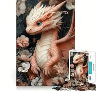 Puzzle de 1000 pièces Dragon Rose dans Les Fleurs pour Adolescents Un Jeu de logique Solide, Amusant et paisible, découpé avec précision, Un Cadeau Exceptionnel (38x52cm)