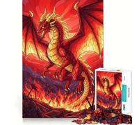 Puzzle de 1000 pièces Dragon Rouge dans Une scène de Bataille enflammée idéal pour Les Adolescents Jeu de logique mentale Silencieux et précis Découpe Ferme de Fin d'année