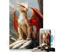 Puzzle de 1000 pièces Dragon Rouge sur Un Rocher pour Adolescents stimule la mémoire, détente et créativité Cadeau d'anniversaire de qualité supérieure (38x52cm)