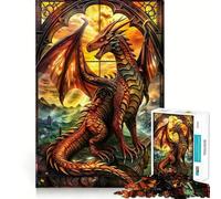 Puzzle de 1000 pièces Dragon Serein teinté pour Adultes, Puzzle Think Toy Home Enjoy Fine Cutting Santa Wish Gift (50x75cm)