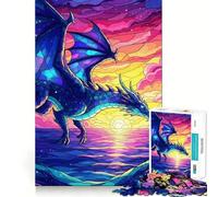 Puzzle de 1000 pièces Dragon sur l'eau en vitrail pour Adultes Un Jeu de réflexion Relaxant, Une découpe Parfaite et Un Cadeau mémorable 38x52cm