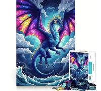 Puzzle de 1000 pièces Dragon sur l'océan en vitrail pour Adolescents Un Jeu d'adresse pour stimuler Le Cerveau, se détendre et s'évader, Un Cadeau attentionné 38x26cm