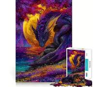 Puzzle de 1000 pièces Dragon Violet au Bord de la mer pour Adultes, Jeu Intelligent et Amusant à Assembler Ensemble, Cadeau de Saison (38x26cm)