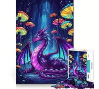 Puzzle de 1000 pièces Dragon Violet dans Une Grotte aux Champignons pour Adolescents, Jeu Intelligent et divertissant, Image à Assembler, Joli Cadeau (50x75cm)