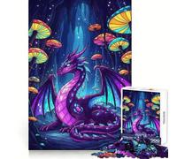 Puzzle de 1000 pièces Dragon Violet dans Une Grotte aux Champignons pour Adolescents, Jeu Intelligent et divertissant, Image à Assembler, Joli Cadeau (50x75cm)