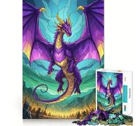 Puzzle de 1000 pièces Dragon Violet et Chevaliers (38x26cm), Un Jeu d'éveil et de Relaxation apaisant, idéal pour Une Collection Artistique