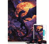 Puzzle de 1000 pièces Dragon Violet et Pleine Lune pour Adultes, défi cérébral, Jeu d'intérieur, pièce d'art aux découpes précises (38x26cm)