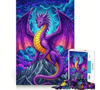 Puzzle de 1000 pièces Dragon Violet sur Un Sommet montagneux Jeu de réflexion pour Adolescents, Design paisible et Amusant, Cadeau Unique (38x52cm)