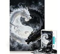 Puzzle de 1000 pièces Dragons Yin Yang Jeu de réflexion et de précision Découpe de Haute précision Passe-Temps Fascinant pour Les Moments de détente (38x26cm)