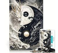 Puzzle de 1000 pièces Dragons Yin Yang Jeu de réflexion et de précision Découpe de Haute précision Passe-Temps Fascinant pour Les Moments de détente (38x26cm)
