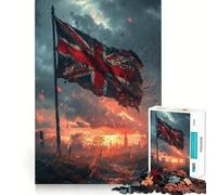 Puzzle de 1000 pièces Drapeau Britannique Champ de Bataille Découpe Premium Jeu de réflexion créatif Paix et Divertissement Décoration Murale de Noël (38x52cm)
