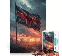 Puzzle de 1000 pièces Drapeau Britannique Champ de Bataille Découpe Premium Jeu de réflexion créatif Paix et Divertissement Décoration Murale de Noël (50x75cm)