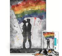 Puzzle de 1000 pièces Drapeau de la fierté Gay pour Adolescents Jeu Intelligent et Relaxant, Assemblage du Motif Liste de souhaits du Père Noël 38x52cm