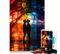 Puzzle de 1000 pièces Drapeau Fierté Gay pour Adolescents Jeu de réflexion et d'évasion apaisant Cadeau attentionné 38x26cm