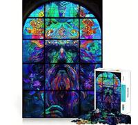 Puzzle de 1000 pièces Druide en vitrail pour Adolescents Jeu Intelligent et Relaxant, Assemblage du Motif Liste de souhaits du Père Noël 38x52cm