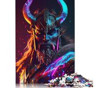 Puzzle de 1000 pièces du dieu nordique Heimdall pour adultes et puzzle en bois pour les amateurs de puzzles 38x26 cm/1000 pièces
