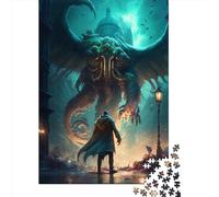 Puzzle de 1000 pièces du mythe de Cthulhu pour adultes, cadeau d'Halloween, puzzle en bois pour adolescents, cadeaux uniques pour la maison et cadeaux 1000 pièces (38 x 26 cm)