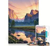 Puzzle de 1000 pièces du Parc National de Yosemite pour Adultes Jeu Stimulant l'esprit,découpe Laser pour Un Assemblage Parfait,activité Amusante en Famille Le Soir (38x26cm)