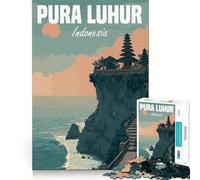 Puzzle de 1000 pièces du Temple Pura Luhur en Indonésie pour Adolescents Stimule la mémoire, apaise et Offre Un Cadeau de qualité supérieure (38x52cm)