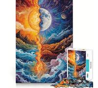 Puzzle de 1000 pièces Dualité Soleil et Lune pour Adolescents Un Casse-tête Relaxant et Amusant, Un Joli Cadeau 38x52cm