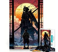 Puzzle de 1000 pièces Duel de samouraïs au Coucher du Soleil pour Adolescents renforce la mémoire, Divertissement paisible, qualité supérieure, (50x75cm)