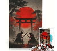 Puzzle de 1000 pièces Duel de samouraïs sous Un Soleil Rouge Jeu de réflexion Difficile et Stimulant Cadeau d'anniversaire 50x75cm
