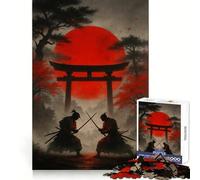 Puzzle de 1000 pièces Duel de samouraïs sous Un Soleil Rouge pour Adolescents, Jeu de réflexion et de détente, Design élégant, Cadeau de qualité (50x75cm)