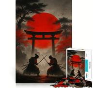 Puzzle de 1000 pièces Duel de samouraïs sous Un Soleil Rouge pour Adolescents, Jeu de réflexion et de détente, Design élégant, Cadeau de qualité (50x75cm)