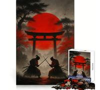 Puzzle de 1000 pièces Duel de samouraïs sous Un Soleil Rouge pour Adultes et Adolescents, Jeu intellectuel, à Partager à la Maison, qualité et découpe Classiques (38x52cm)